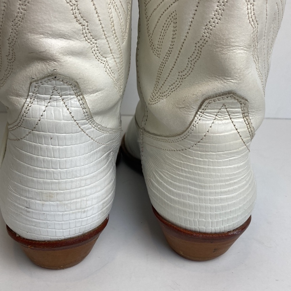 Vintage Brass Plum White Genuine Leather Cowboy Boots 6.5 Rodeo 80’s Rockabilly - Picture 11 of 16
